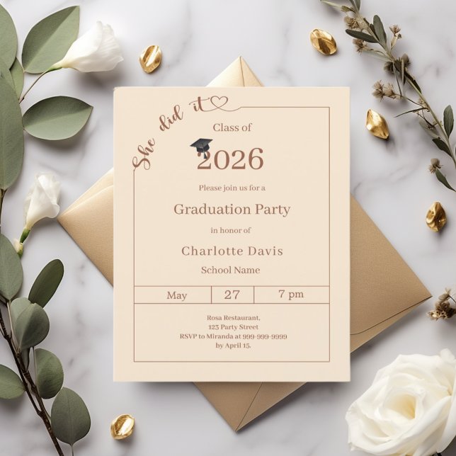 Graduation party champagne She did it invitation (Criador carregado)
