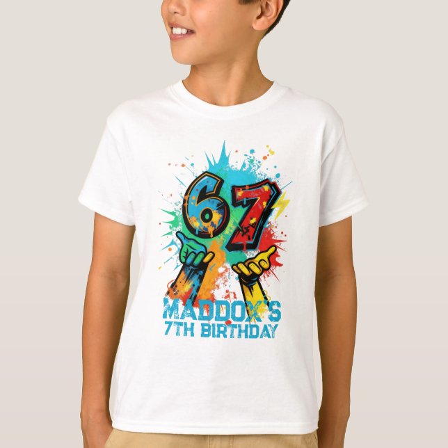 Graffiti 6-7 Birthday T-shirt Six Seven (Frente)