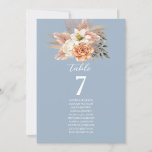 Gráfico de Assentos à Mesa Floral em Pêssego Azul