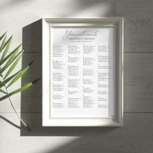 Gráfico de Assentos Alfabéticos Elegante Poster