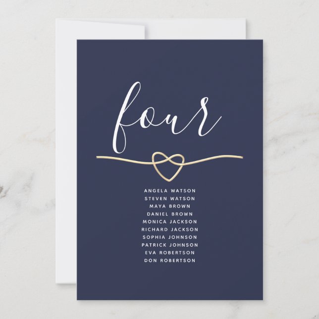 Gráfico de Assentos de Casamento Azul Marinho Mini (Frente)