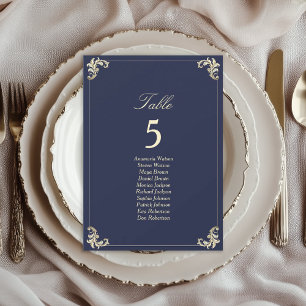 Gráfico de Assentos de Casamento Azul Naval Barroc