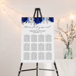 Gráfico de assentos de casamento azul real branco