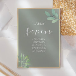 Gráfico de Assentos de Casamento Botânico Verde Sá