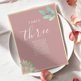 Gráfico de Assentos de Casamento com Folhagem Rosa