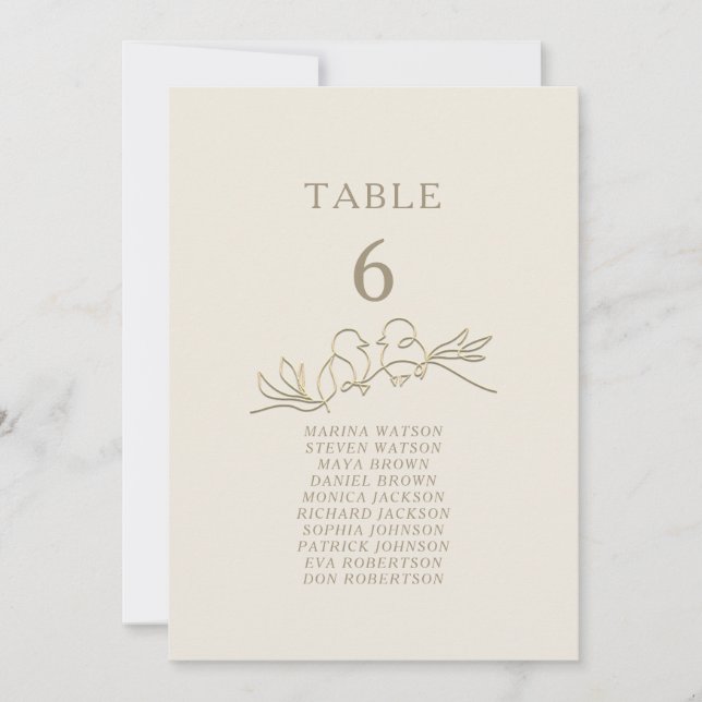 Gráfico de Assentos de Casamento Elegante Dourado (Frente)
