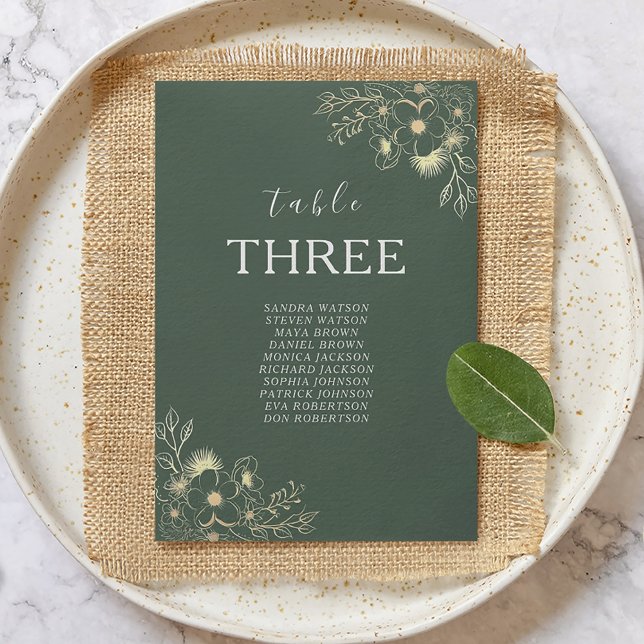 Gráfico de Assentos de Casamento Floral Verde Oliv (Criador carregado)