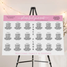 Gráfico de Assentos de Casamento na Mesa 18 Rosa P