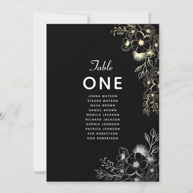 Gráfico de Assentos de Casamento Negro Elegante (Frente)