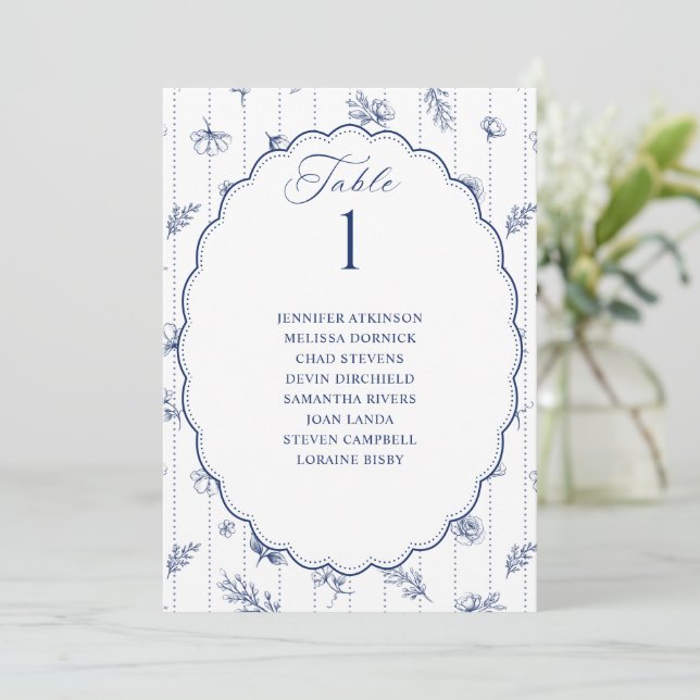 Gráfico de Assentos de Casamento Oval Vintage Azul (Em pé/Frente)