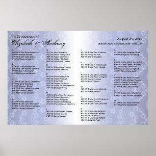 Gráfico de Assentos de Casamento Poster Blue Flora
