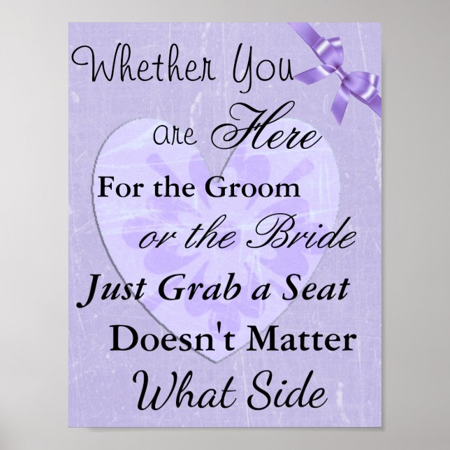 Gráfico de Assentos de Casamento, Poster "Sente-se (Frente)