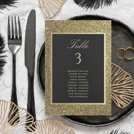 Gráfico de Assentos de Casamento Preto Dourado
