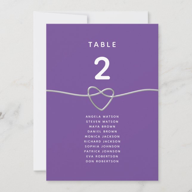 Gráfico de Assentos de Casamento Roxo Moderno (Frente)
