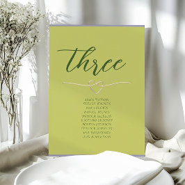 Gráfico de Assentos de Casamento Verde Cítrico