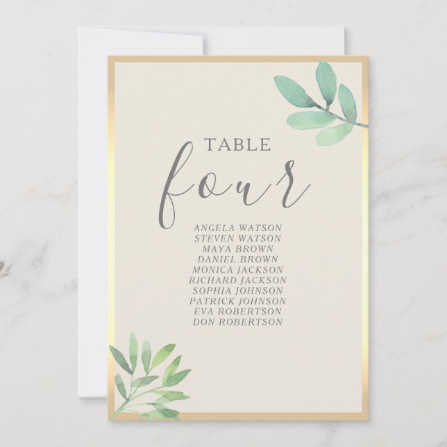 Gráfico de Assentos de Casamento Verde Dourado (Frente)