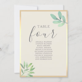 Gráfico de Assentos de Casamento Verde Dourado