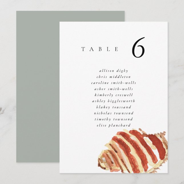 Gráfico de Assentos de Casamento Watercolor Seashe (Frente/Verso)