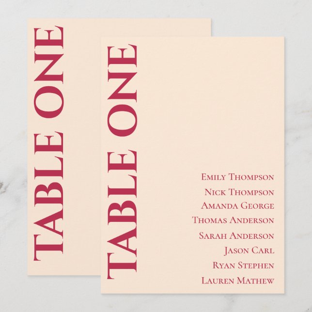 Gráfico de Assentos de Mesa Elegante Contemporâneo (Frente/Verso)