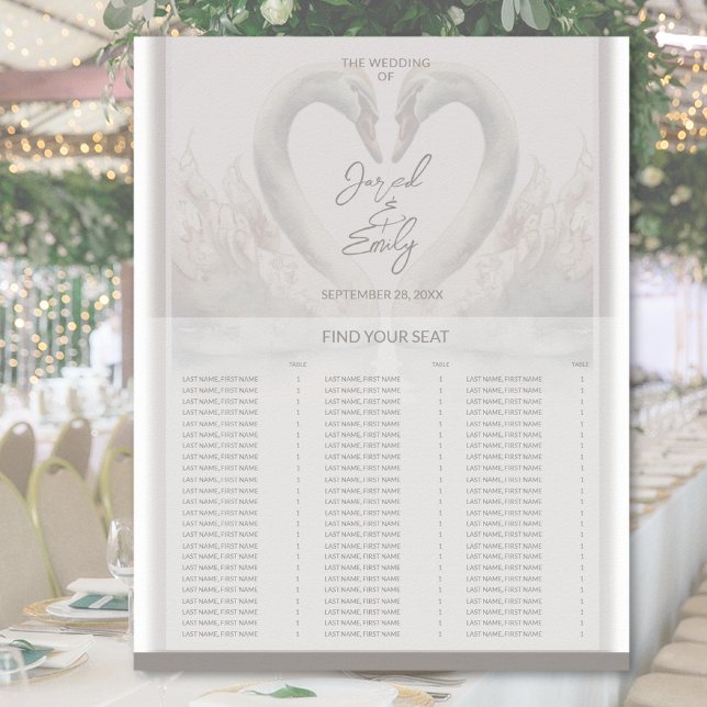 Gráfico de Assentos Swan Wedding Poster (Swan Wedding Seating Chart)