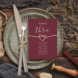 Gráfico de Casamento de Caligrafia Burgundy