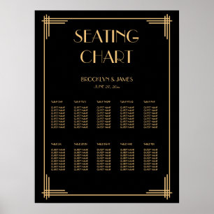 Gráfico de Casamento de Deco de Arte Negra Poster 