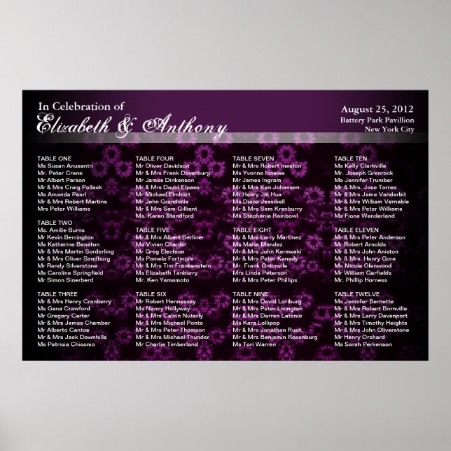 Gráfico de Casamento Poster Purple Vintage (Frente)