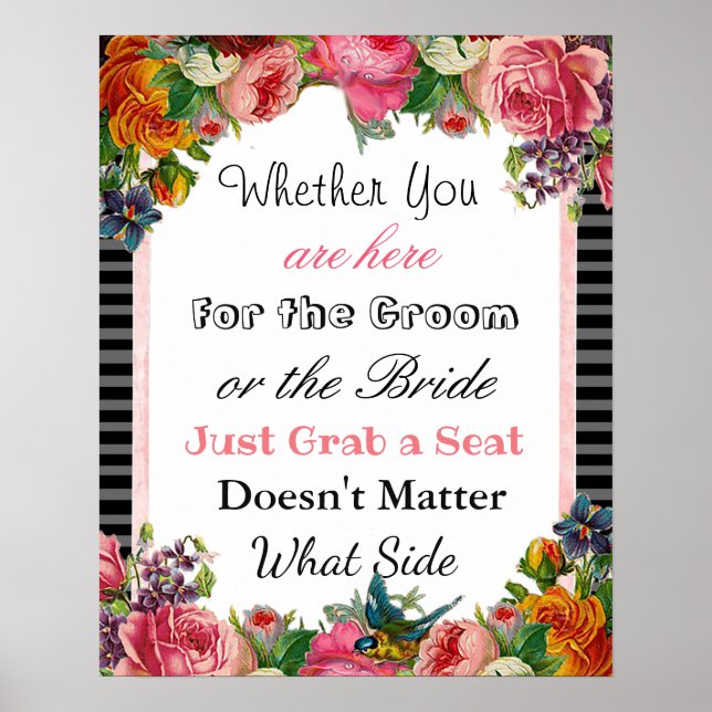 Gráfico de Casamento, Sentar "onde quer" Poster (Frente)