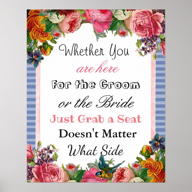 Gráfico de Casamento, Sentar "onde quer" Poster (Frente)