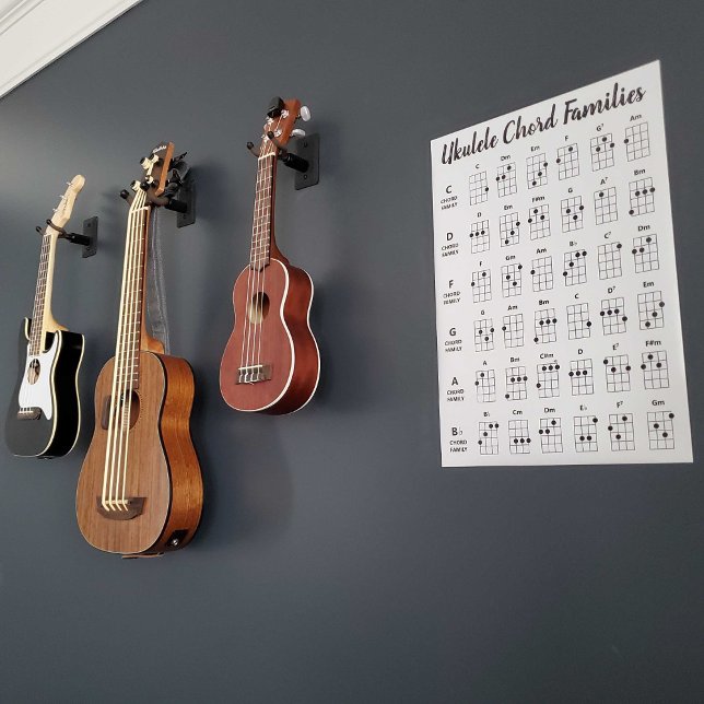 Gráfico de Cordas das Famílias Ukulele Poster (Criador carregado)