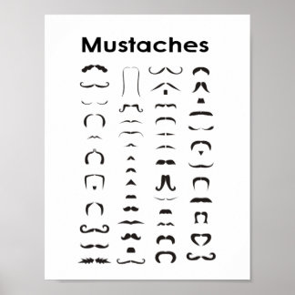 Gráfico de estilos de bigode Poster Engraçado Pres