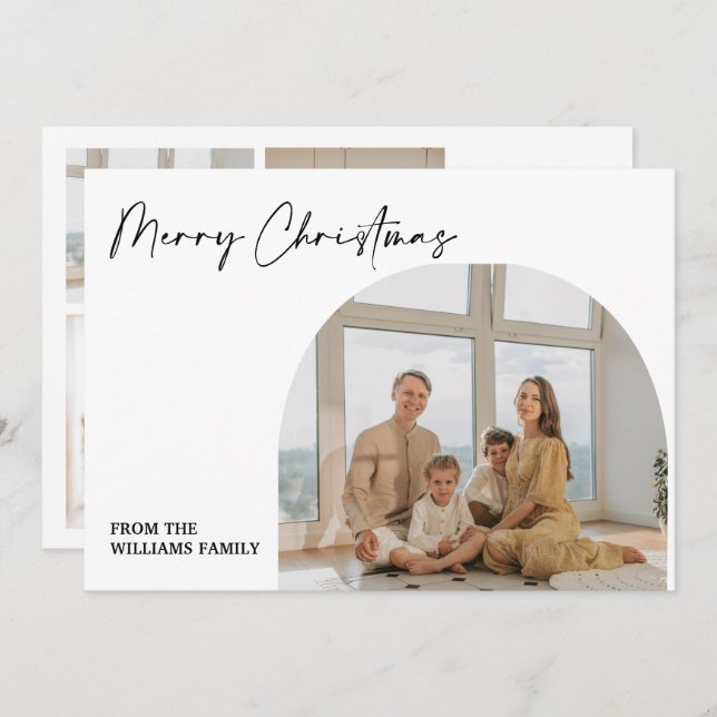 Gráfico de fotos da família 5 Cartão de Natal Feli (Frente/Verso)