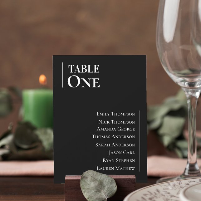 Gráfico de Mesas de Casamento Clássico Branco Negr (Black White Classic Wedding Table Seating Chart)