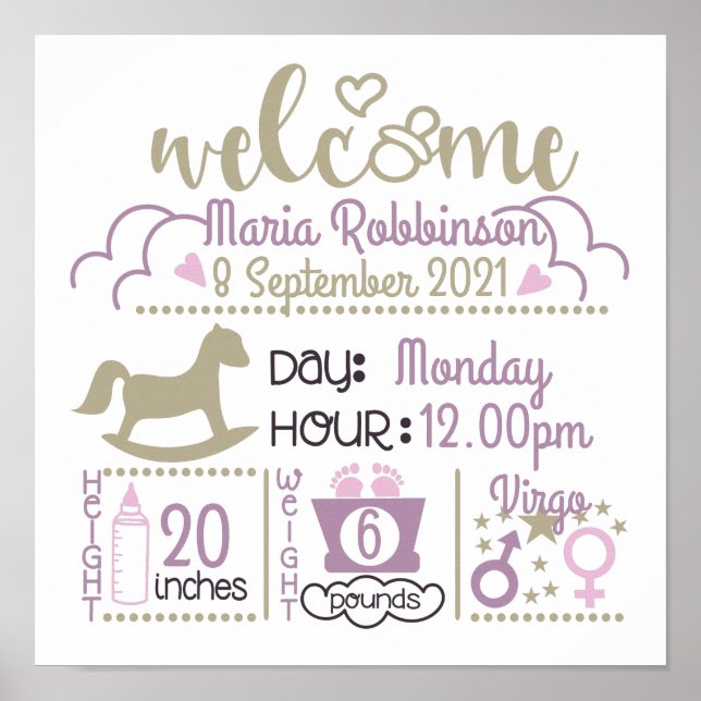 Gráfico de Nascimento do Bebê poster (Frente)