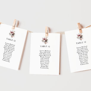 Gráfico de Número de Mesa Floral Burgundy Boho