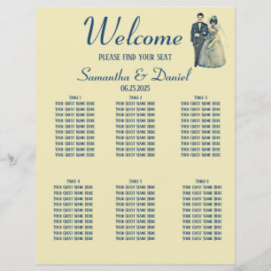 Gráfico de Sentados de Casamento de Noite de Vint