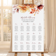 Gráfico de Sentados Florais de Casamento de outono