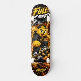 Gráfico de skate monstro relâmpago dourado em velo