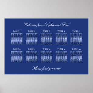 Gráfico Mesa de Assentos de Casamento de Poster Az