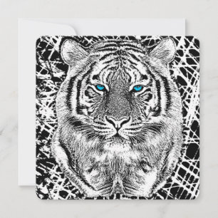 Gráfico preto e branco do tigre dos olhos azuis