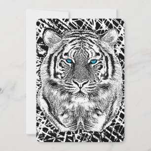 Gráfico preto e branco do tigre dos olhos azuis
