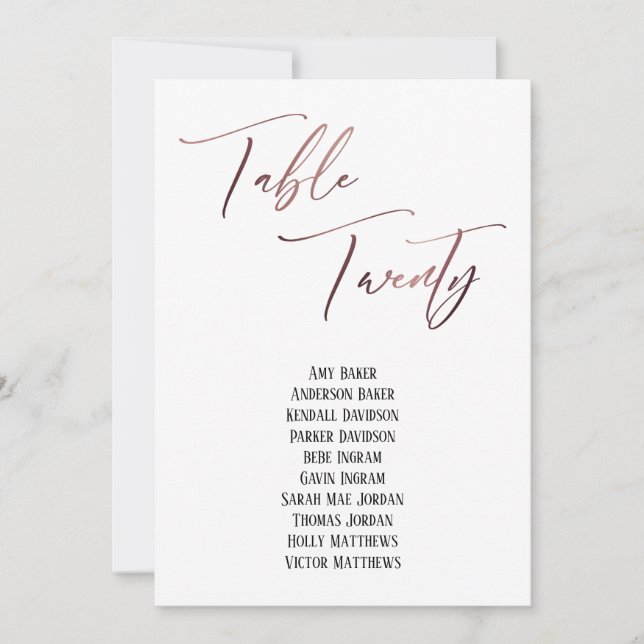 Gráfico rosa Dourado de Escrita Manual Mesa Vinte  (Frente)