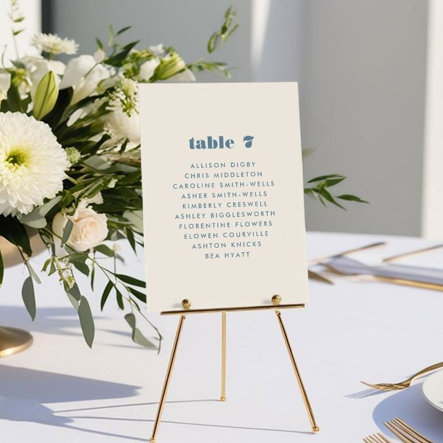 Gráfico Sentado do Número da Tabela de Tipografia  (Simple Bold Typography Wedding Table Number Seating Chart Card)