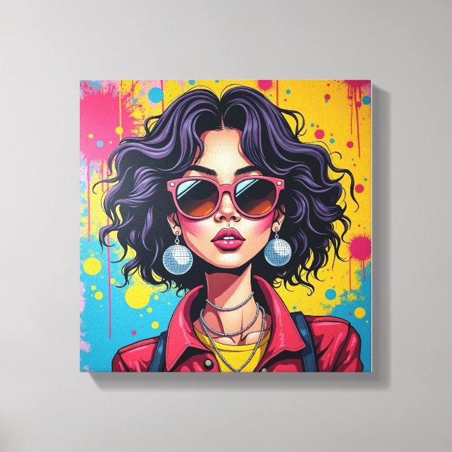 Grafite Chic Girl Canvas Wall Art para Dorm Room (Frente)