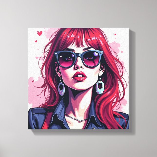 Grafite Chic Girl Canvas Wall Art para Dorm Room (Frente)