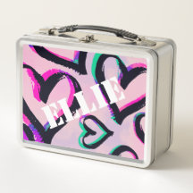 Grafite Corações Lunchbox de Aço Inoxidável