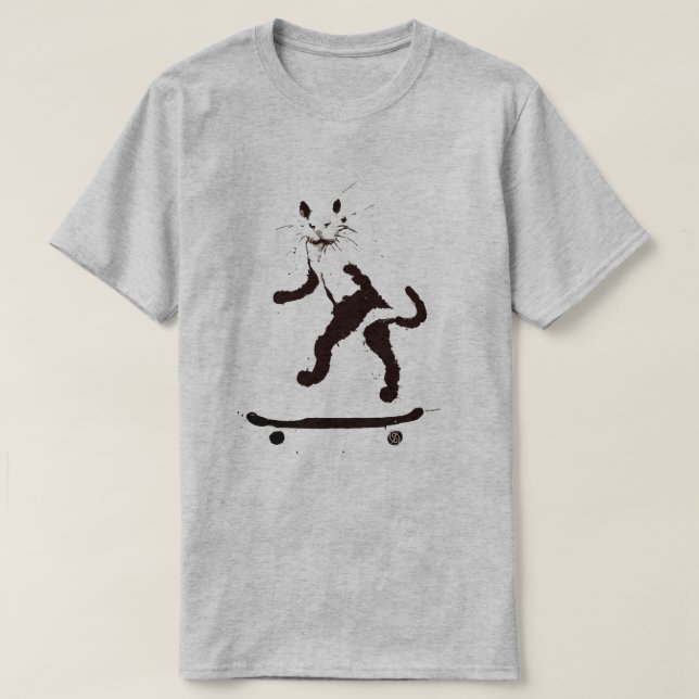 Grafite Gráfico de Camiseta de Gato (Frente do Design)
