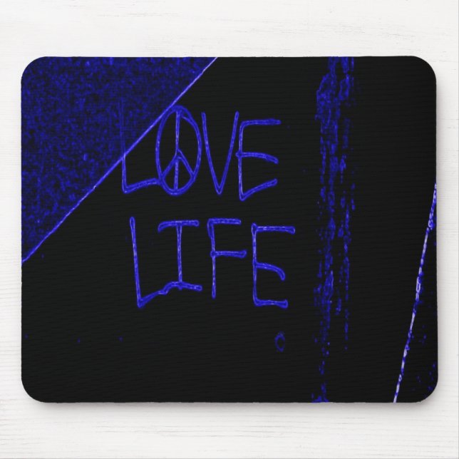 Grafite "Love Life" Neon Blue Mouse Pad (Frente)