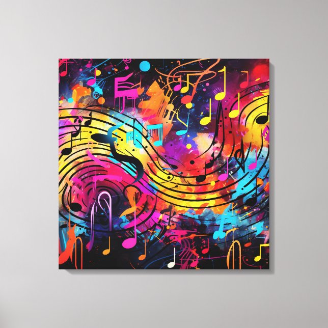 Grafite Musical Notes Canvas Art (Frente)