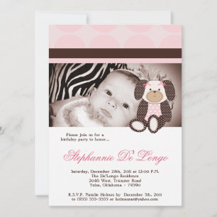 Graham Crackers Girl Pink Dog Convite de Aniversár